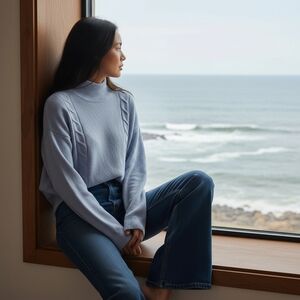 Brooks Brothers Italian Cashmere Wool Blend Cable Knit Sweater Sz M Mock Neck